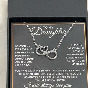 Stainless Steel Infinity Heart Necklace “To My Daughter”